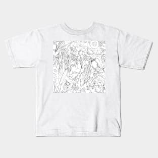 Hand-drawn pencil vgetable nature pattern on white Kids T-Shirt